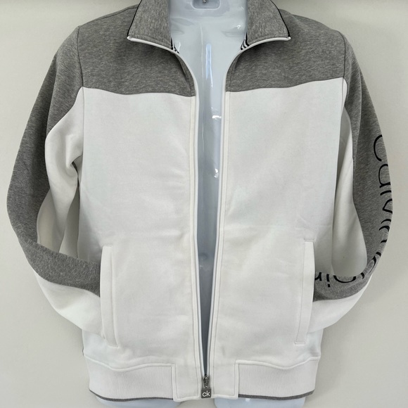 Calvin Klein Other - MSRP $118.00 CALVIN KLEIN Men’s Full Zip Gray Sweatshirt Sleeve Logo Size Small